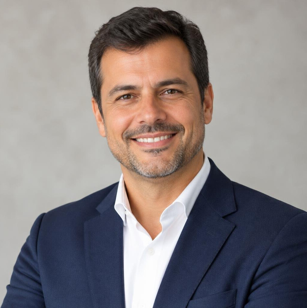 Portrait of a smiling middle aged man in a suit