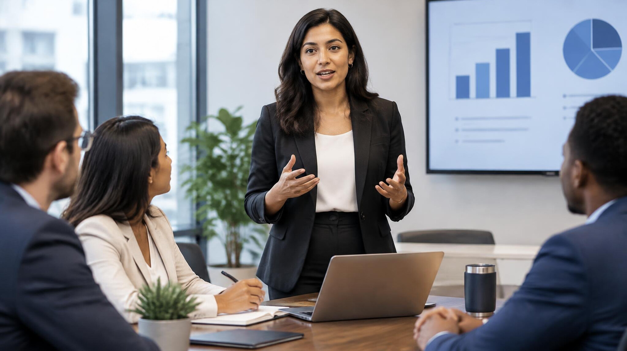 woman speaking in meeting