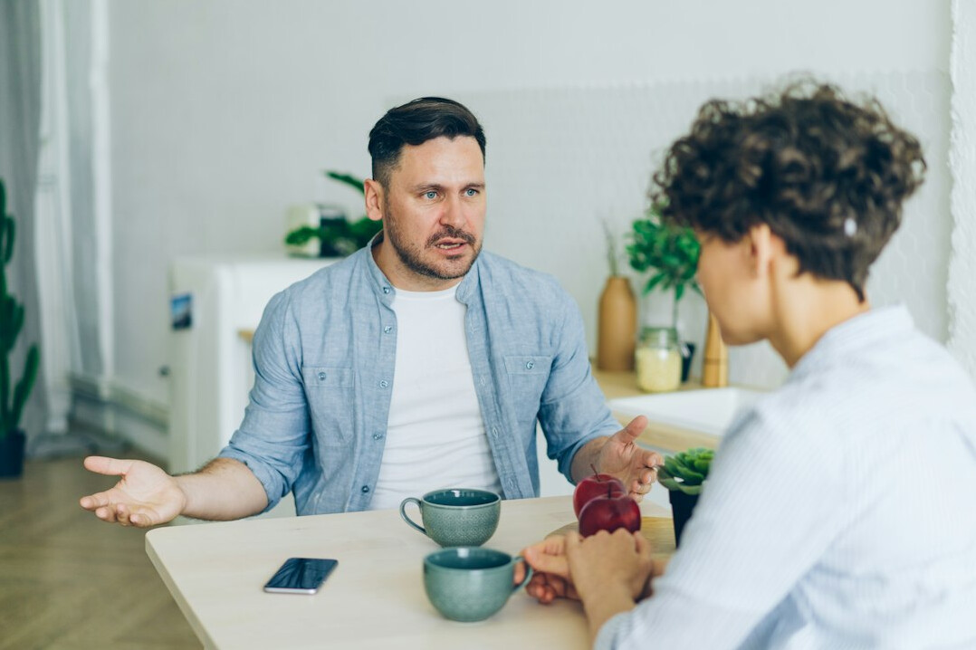 person listening in conversation